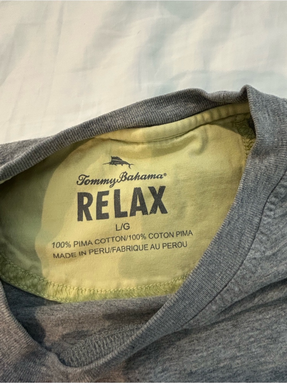 Tommy Bahama Relax Short-Sleeve Tee in Heather Gray with Lime Inner Neck